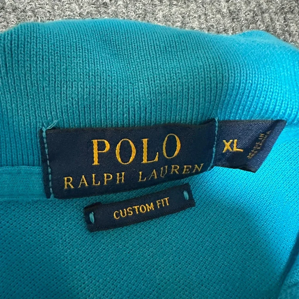 Polo Ralph Lauren Mens XL Custom Fit Short Sleeve Polo Shirt Blue Pink Pony